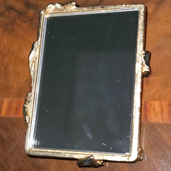 RARE JAY STRONGWATER MAROON DOGWOOD FLOWER VANITY MAKEUP ENAMEL MIRROR - Picture 12 of 12